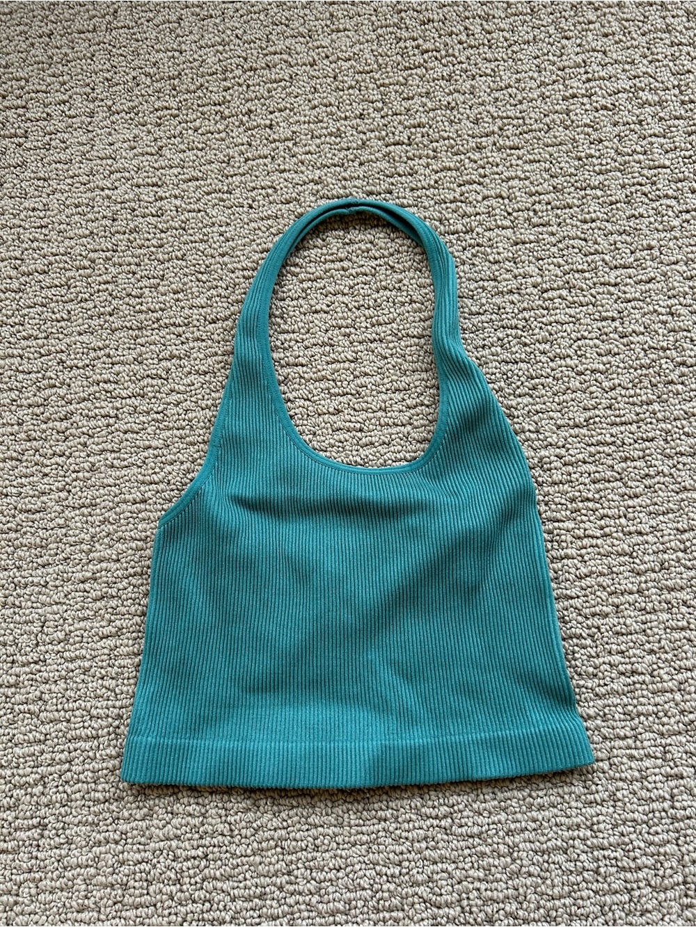 Cotton On Teal Ribbed Halter Crop Top